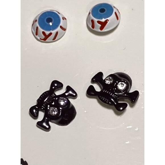 Halloween Stud Earrings Cross Spider Eyes Spider web 6 Pairs - Picture 5 of 8